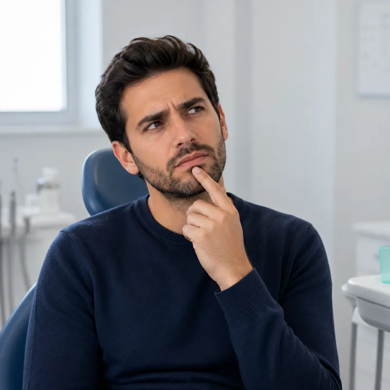 Persona con dudas sobre qué tratamiento necesita